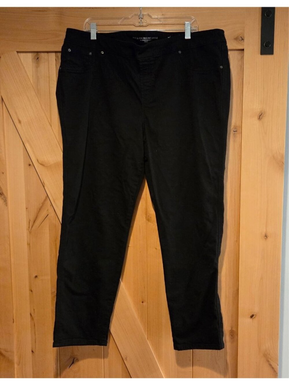 Chicos Sz 20 Tall 4T Pull On Jegging Ankle Black Denim Pants Slim Stretch Jeans